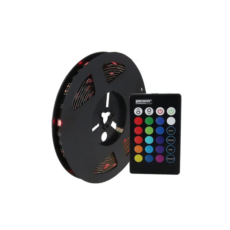 Striscia LED RGB IP65 5m adesiva con box programmazione e telecomando IR - POWER LIGHTING SOG-7910_STRIP5M_IP65