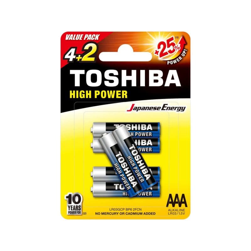 Batterie alcaline AAA GCP confezione 6 pezzi - Toshiba SOG-8900_LR03GCP-6