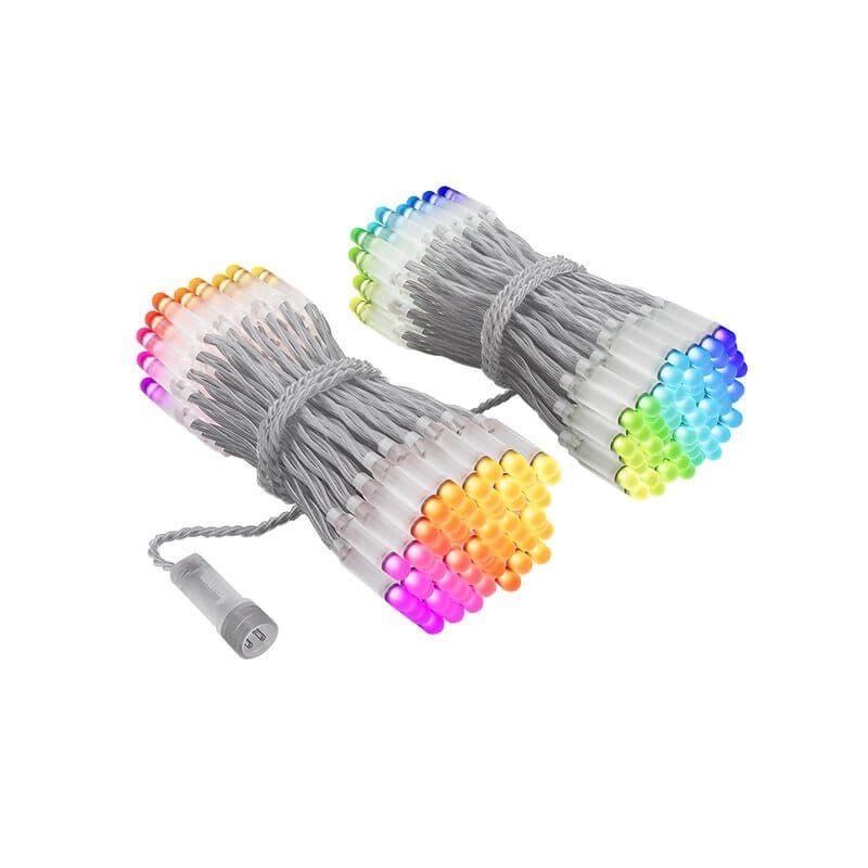 Catena luminosa doppia linea 250 capsule RGB IP65 cavo trasparente - TWINKLY PRO TWI-PLC-S-CA-2X125STP-T