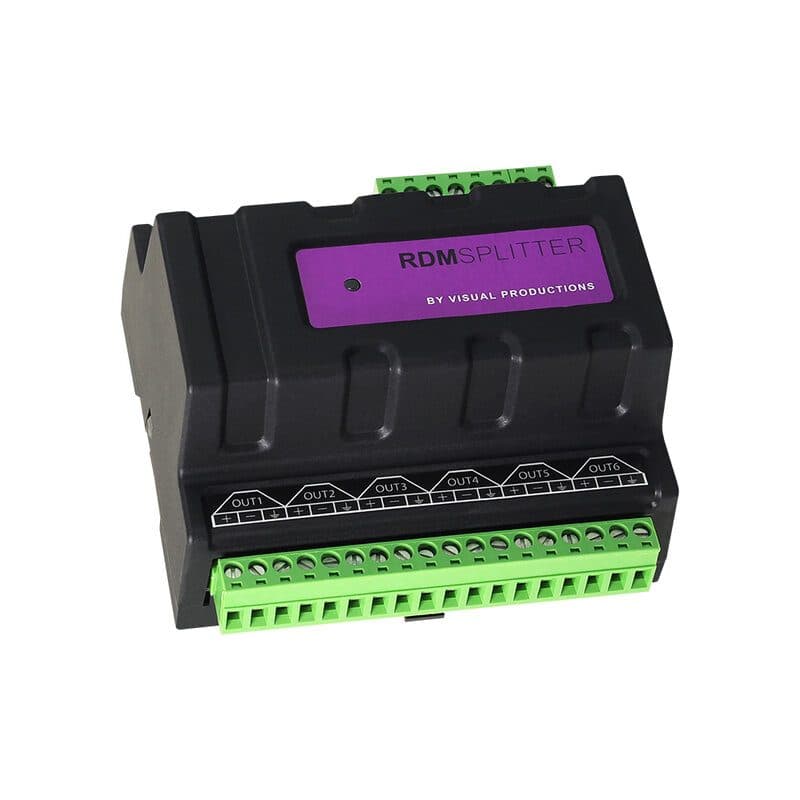 Splitter booster DMX/RDM RdmSplitter 6 uscite guida DIN - Visual Productions VIS-DINRAIL-RDM-T