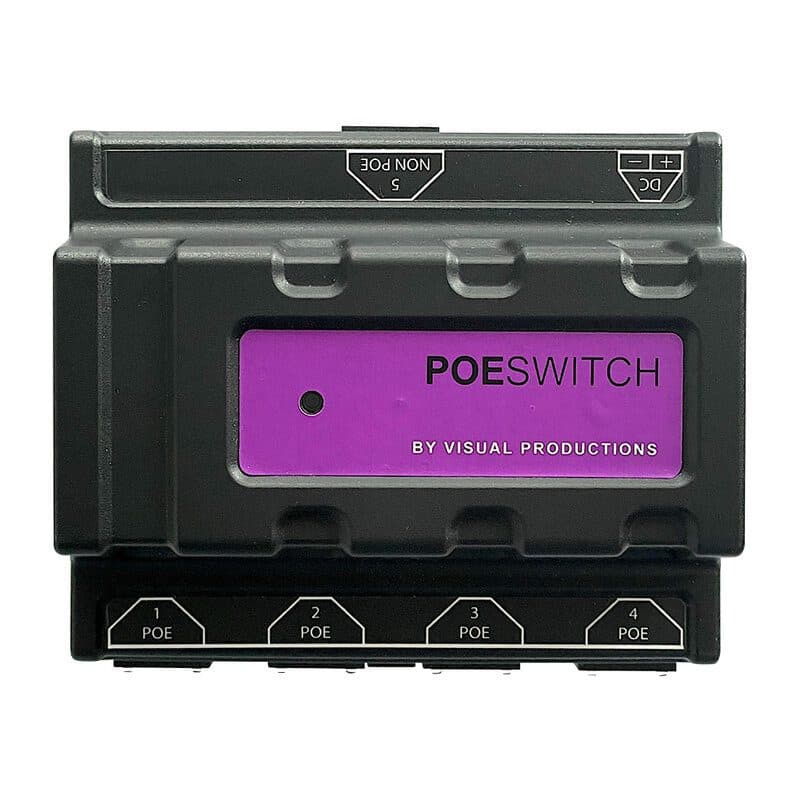 Switch di rete unmanaged 4 porte PoE guida DIN - Visual Productions VIS-POESWITCH