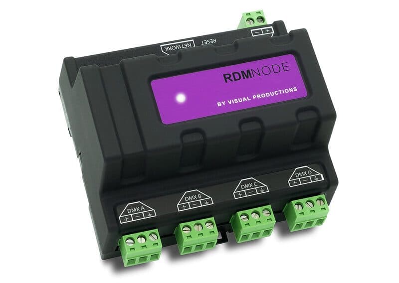 Nodo eDMX 4 porte Art-Net sACN DMX guida DIN - Visual Productions VIS-RDMNODE